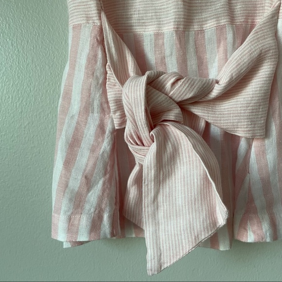 Cynthia Rowley 100% Linen Pastel Pink Striped Bow Tie Sleeveless Tank Blouse - Picture 6 of 6